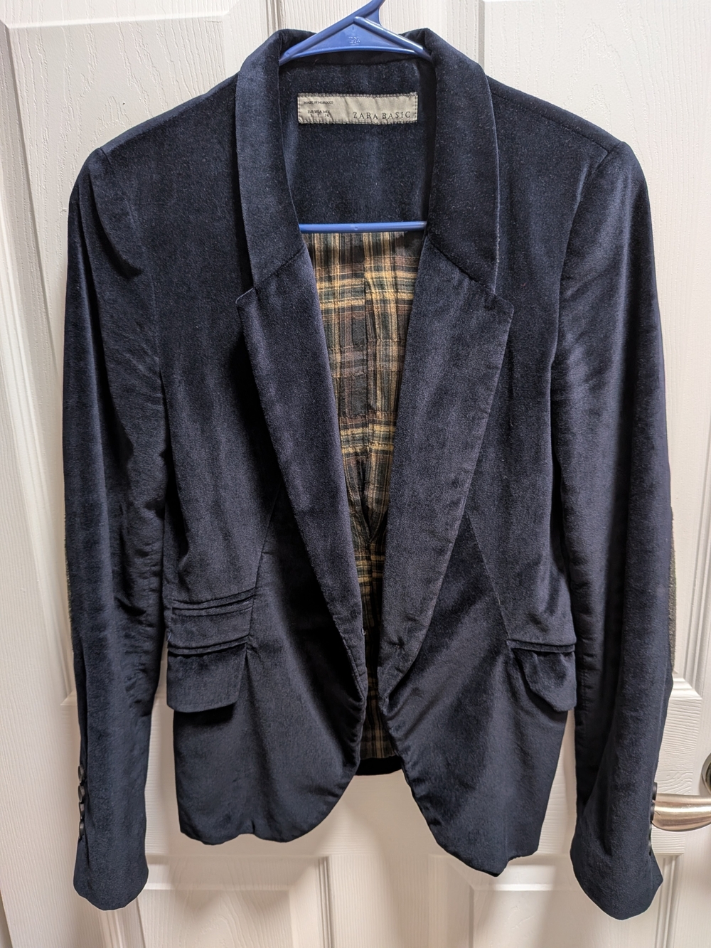 Zara Navy Velvet Blazer